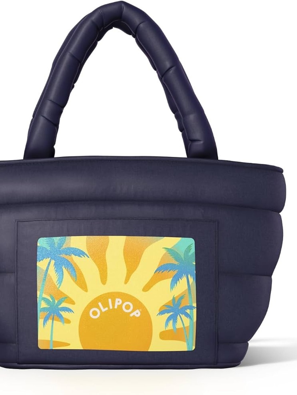 OLIPOP Navy Quilted Insulated Cooler Tote Bag